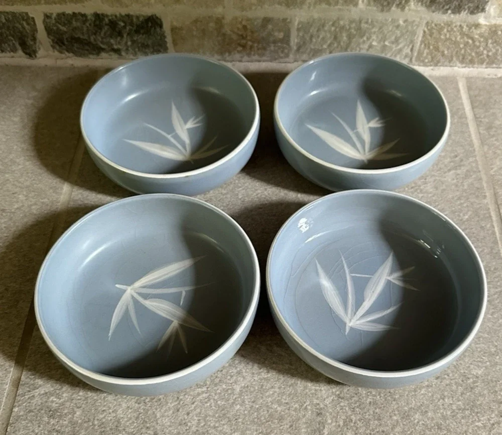 4 Winfield Pottery California Blue Pacific Fruit Bowls